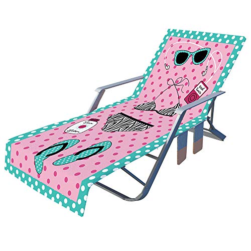 FANSU Schonbezug für Gartenliege Frottee Liegenauflage Garten Sonnenliege Handtuch mit 2 Taschen Stuhl Strandtuch für Schwimmbäder, Strände, Gartenhotels (75x210cm,Punk) von FANSU