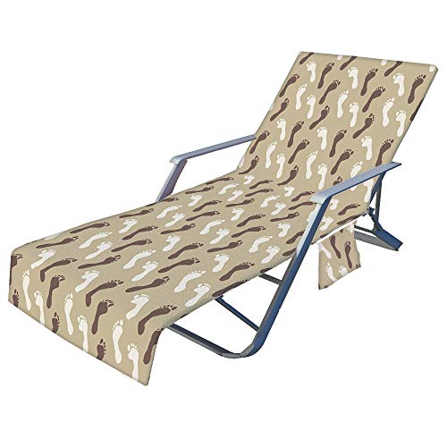 FANSU Schonbezug für Gartenliege Frottee Liegenauflage Garten Sonnenliege Handtuch mit 2 Taschen Stuhl Strandtuch für Schwimmbäder, Strände, Gartenhotels (Beige grau,75x210cm) von FANSU