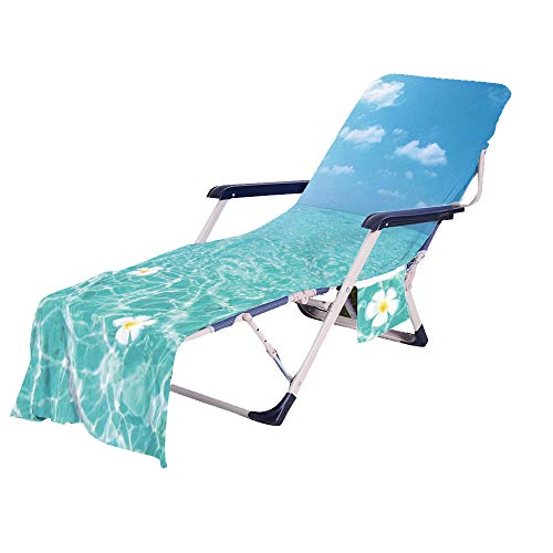 FANSU Schonbezug für Gartenliege Frottee Liegenauflage Garten Sonnenliege Handtuch mit 2 Taschen Stuhl Strandtuch für Schwimmbäder, Strände, Gartenhotels (Blau,75x210cm) von FANSU