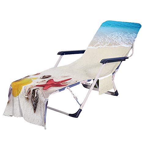 FANSU Schonbezug für Gartenliege Frottee Liegenauflage Garten Sonnenliege Handtuch mit 2 Taschen Stuhl Strandtuch für Schwimmbäder, Strände, Gartenhotels (Sandstrand,75x210cm) von FANSU