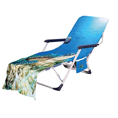 FANSU Schonbezug für Gartenliege Frottee Liegenauflage Garten Sonnenliege Handtuch mit 2 Taschen Stuhl Strandtuch für Schwimmbäder, Strände, Gartenhotels (Stein,75x210cm) von FANSU
