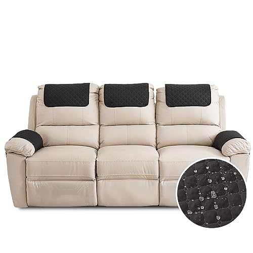 FANSU Sesselschoner Für Relaxsessel Mit Armlehnen, Sesselbezug Mit Taschen Für Fernsehsessel, Wasserdicht & rutschfest Möbelschutz für Sofa, Stuhl (3 Sitzer,Schwarz) von FANSU