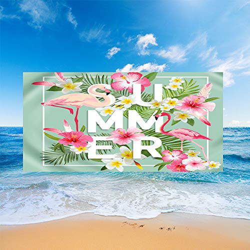 FANSU Strandtücher Microfaser Gross, Flamingo Drucken Strandtuch Mikrofaser Leicht Strandhandtuch Erwachsene & Kinder Sommer Badetuch für Strand Schwimmen (Pinke Blumen,150x180cm) von FANSU