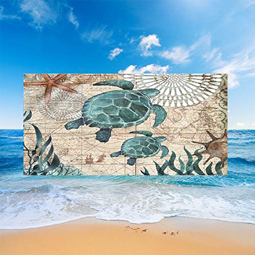 FANSU Strandtücher Microfaser Gross, Ozean Tier Drucken Strandtuch Mikrofaser Leicht Strandhandtuch Erwachsene & Kinder Sommer Badetuch für Reise Strand (150x180cm,Bräunen Seestern) von FANSU