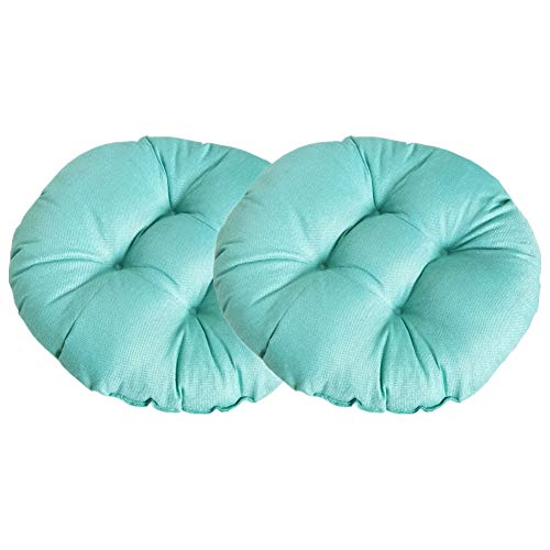 FANSU Stuhlkissen Set 2er, Einfarbig Runden Tatami Sitzkissen Leinen Weiches Stuhl Auflage Atmungsaktiv Komfortable Sitzpolster für Indoor Zuhause Stuhl Outdoor Garten (Himmelblau,40x40x9cm) von FANSU