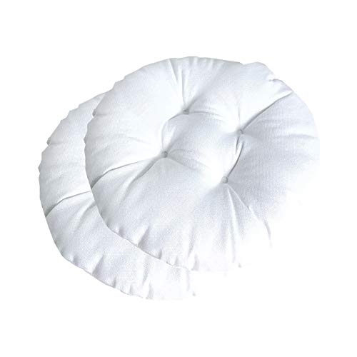 FANSU Stuhlkissen Set 2er, Einfarbig Runden Tatami Sitzkissen Leinen Weiches Stuhl Auflage Atmungsaktiv Komfortable Sitzpolster für Indoor Zuhause Stuhl Outdoor Garten (Weiß,40x40x9cm) von FANSU