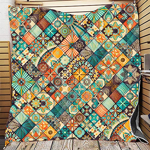 FANSU Tagesdecke Bettüberwurf Steppdecke Mikrofaser Doppelbett Einselbetten Tagesdecken Gesteppt Bettwäsche Sofaüberwurf Wohndecke Stepp Gesteppter Quilt (Blaue Blume,180x200cm) von FANSU