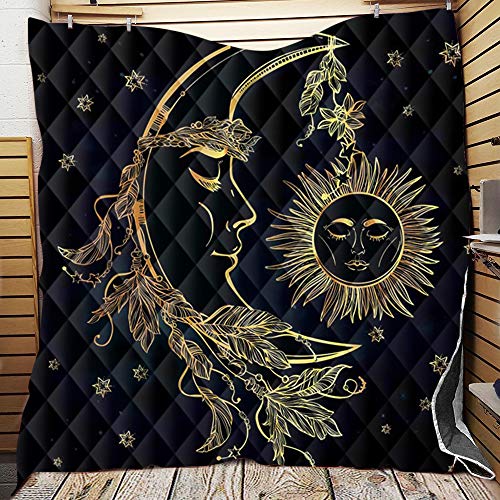 FANSU Tagesdecke Bettüberwurf Steppdecke Mikrofaser Doppelbett Einselbetten Tagesdecken Gesteppt Bettwäsche Sofaüberwurf Wohndecke Stepp Gesteppter Quilt (Sonne und Mond,180x200cm) von FANSU