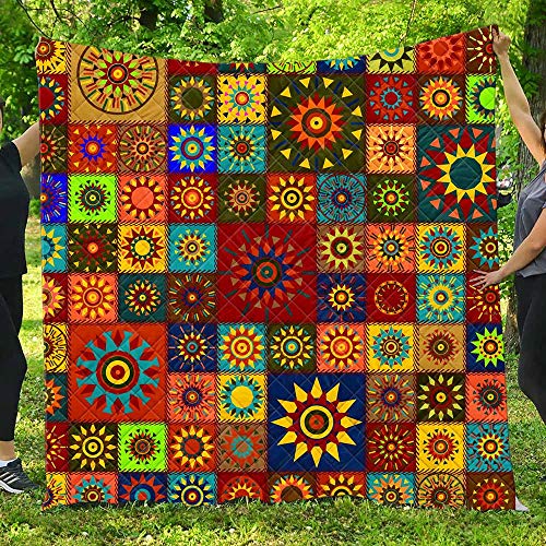 FANSU Tagesdecke Bettüberwurf Steppdecke Mikrofaser Doppelbett Einselbetten Tagesdecken Gesteppt Bettwäsche Sofaüberwurf Wohndecke Stepp Gesteppter Quilt Bettdecke (Mandala Sonne,200 * 230cm) von FANSU