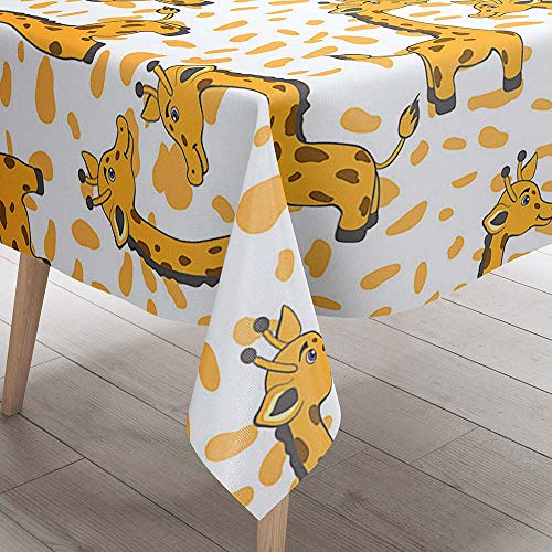 FANSU Tischdecke Wasserdicht Tischwäsche, Rechteckige Wasserabweisend Abwaschbar 3D Giraffe Tischtuch Draussen Küchentischabdeckung für Küche Outdoor Dekoration (Giraffe Tier,140x260cm) von FANSU