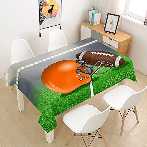 FANSU Tischdecke Wasserdicht Tischwäsche, Rechteckige Wasserabweisend Abwaschbar 3D Tischtuch Draussen Küchentischabdeckung für Küche Outdoor Garten Dekoration (American Football,140x260cm) von FANSU