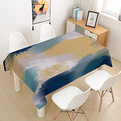 FANSU Tischdecke Wasserdicht Tischwäsche Küchentischabdeckung, Abstrakt Rechteckige Wasserabweisend Abwaschbar 3D Tischtuch für Küche Esstisch Quadratischer Tisc Dekoration (Gelb,140x240cm) von FANSU