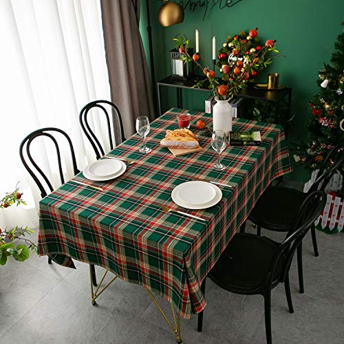 FANSU Weihnachten Tischdecke Eckig Rechteckige, Tischwäsche Pflegeleicht Schmutzabweisend Geeignet Tischtuch für Home Küche Garten Dekoration (Grün Plaid,90x90cm) von FANSU