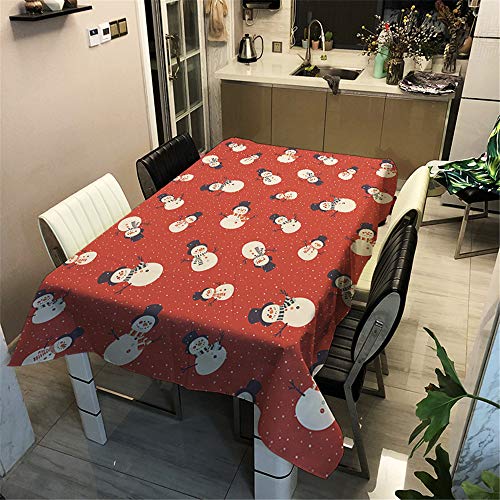FANSU Weihnachten Tischdecke Wasserdicht Tischwäsche, 3D Rechteckige Wasserabweisend Abwaschbar Tischtuch Draussen Küchentischabdeckung für Küche Outdoor Garten Dekoration (Rot,90x90cm) von FANSU
