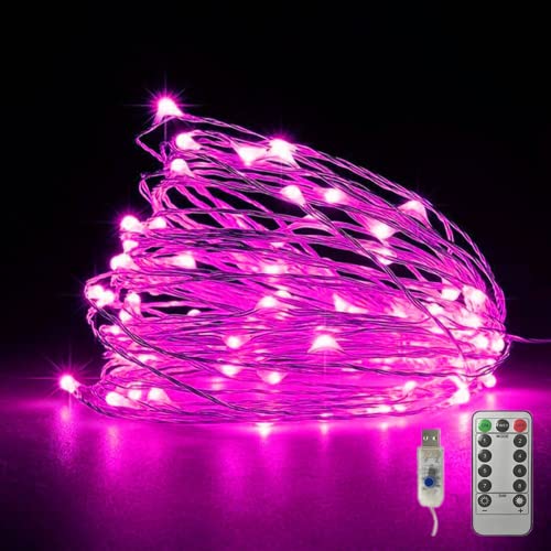 Fantasee Cooper Draht-Lichterkette, USB-betrieben, LED-Lichterkette, 8 Modi, mit Timer-Fernbedienung, für Zuhause, Schlafzimmer, Geburtstag, Party, Hochzeit, Weihnachten, Festival, Dekor (5 m, 50 von Fantasee