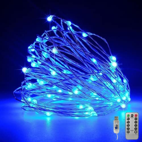 Fantasee Cooper Wire String Lights USB Powered LED Lichterkette 8 Modi mit Timer Fernbedienung für Zuhause Schlafzimmer Geburtstag Party Hochzeit Weihnachten Festival Dekor (20 m 200 LEDs, Blau) von Fantasee