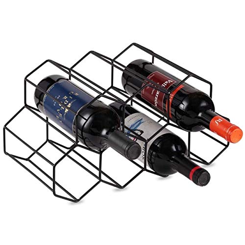 Fantasee Freistehendes Weinregal aus Metall, für 9 Flaschen, leichtes Design für Weinliebhaber, Schwarz – für 750 ml Flaschen oder Durchmesser weniger als 8,9 cm von Fantasee