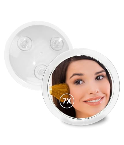 Fantasia Beauty® Kosmetikspiegel mit 7-facher Vergrößerung – Sicherer Halt durch 3 Saugnäpfe – Perfekt zum Schminken & Rasieren – Ø 15,5 cm – Vergrößerungsspiegel ohne Bohren für Bad, Dusche & Reisen von Fantasia