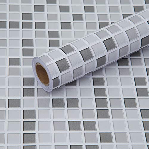 Fantasnight Fliesenaufkleber Mosaik Grau Weiß Fliesensticker 30 × 300 cm Fliesenfolie küche Mosaikfliesen Selbstklebende Folie für Bad und Küche Deko von Fantasnight