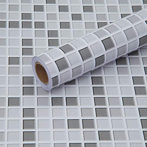 Fantasnight Mosaik Fliesenaufkleber, Grau Klebefliesen Küche Bad, Küchenrückwand Wasserdichte Klebefolie Selbstklebende Fliesen, Fliesen Folie Selbstklebend 40 x 300 cm von Fantasnight