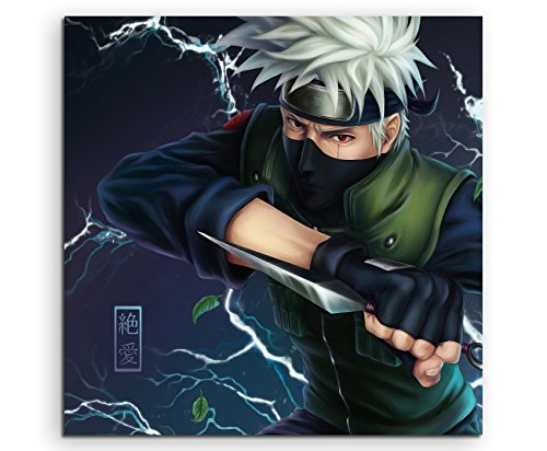 Kakashi Naruto Leinwandbild in 60x60cm Made in Germany! Preiswerter fertig gerahmter Kunst-Druck zum Aufhängen - tolles und einzigartiges Motiv. Kein Poster oder Plakat! von Fantasy-Art