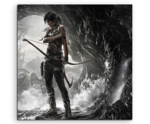 Lara Croft 2014 Leinwandbild in 60x60cm Made in Germany! Preiswerter fertig gerahmter Kunst-Druck zum Aufhängen - tolles und einzigartiges Motiv. Kein Poster oder Plakat! von Fantasy-Art