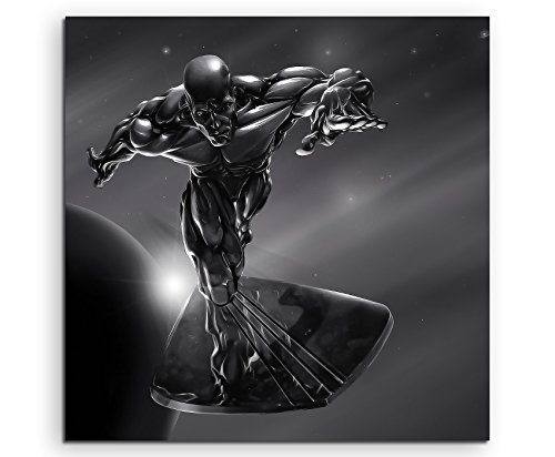 Silver Surfer Superhero Leinwandbild in 60x60cm Made in Germany! Preiswerter fertig gerahmter Kunst-Druck zum Aufhängen - tolles und einzigartiges Motiv. Kein Poster oder Plakat! von Fantasy-Art