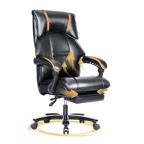 Fantasylab Bürostuhl 180KG Chefsessel Bürostuhl Stoff Schreibtischstuhl Ergonomischer Drehsessel XXL Office Chair, Dunkelschwarz von Fantasylab