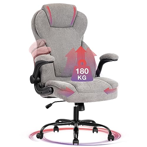 Fantasylab Bürostuhl 180KG Chefsessel Bürostuhl Stoff Schreibtischstuhl Ergonomischer Drehsessel XXL Office Chair, Grau von Fantasylab