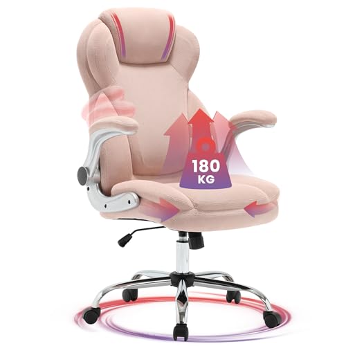 Fantasylab Bürostuhl 180KG Chefsessel Bürostuhl Stoff Schreibtischstuhl Ergonomischer Drehsessel XXL Office Chair, Rosa von Fantasylab