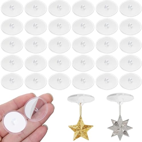 Selbstklebende Deckenhaken, 100 Stück, Transparente Klebehaken mit Fahnenmast-Clips für Wand und Decke von Fantasyon