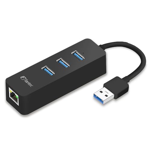 Fantec 1959 UMP-3UE1000 3X USB 3.0 HUB und 1x RJ45 Adapter, 50 cm Kabel Schwarz von Fantec
