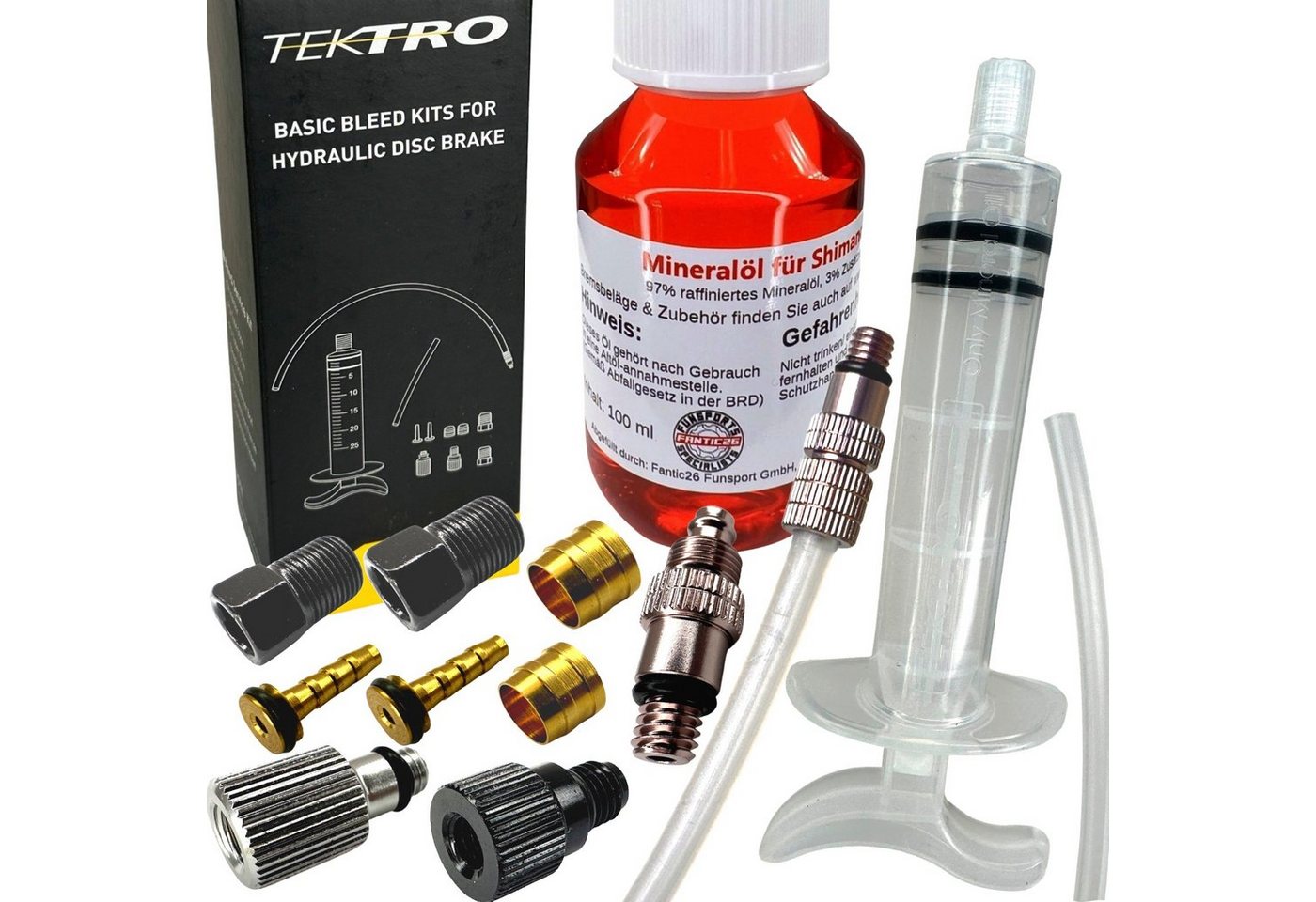 Fantic26 Fahrrad-Montageständer Scheibenbremse Service Entlüftungsset Tektro / TRP mit Mineralöl 100ml von Fantic26