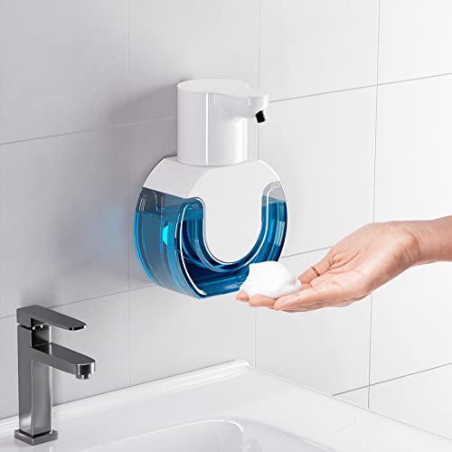 Fantictas Seifenspender Automatisch Wandbefestigung 420ML Elektrischer Soap Dispenser No Touch Schaumseifenspender Sensor ABS Kunststoff Seifenschaumspender mit USB Wiederaufladbar, IPX5 Wasserdicht von Fantictas