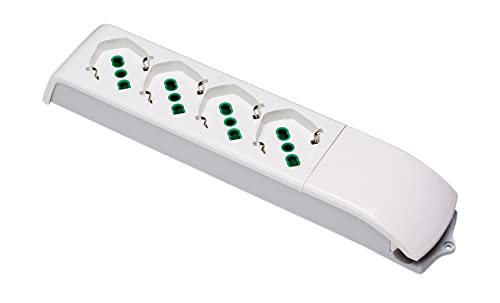 FANTON 410130 Mehrfachsteckdose ohne Kabel 4 Ausgänge 2P+T 16 A Zweipass, Bianco, Standard von Fanton