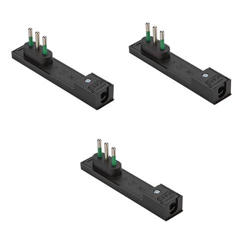 FANTON 80068-B3 Set mit 3 platzsparenden Steckern, italienisch, klein, 2P+T 10 A, Modell CLOCK schwarz von Fanton