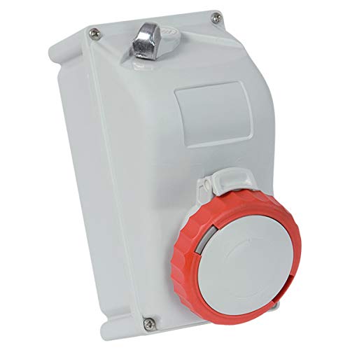 gaestopas key-block – Steckdose mit Schalter Block/Verriegelung 3-polig + Erde 16 A 6 Stunde/S IP67 Rot von Fanton