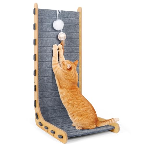 Kratzbrett Katze, Filz Kratzbretter Katze für Innen, 60 cm L Förmig Vertikale Katzen Kratzbrett mit Ballspielzeug, Dauerhaft Filz Kratzmatte, Katzen Kratzbrettr für Schutz Möbel Wand Sofa Kratzbrett Katze, Filz Kratzbretter Katze für Innen, 60 cm L Förmig Vertikale Katzen Kratzbrett mit Ballspielzeug, Dauerhaft Filz Kratzmatte, Katzen Kratzbrettr für Schutz Möbel Wand Sofa von Fantspati