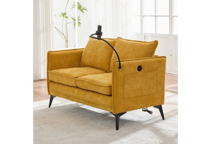 Fanttik 2-Sitzer Sofa Kleines Stoffsofa Sessel mit Lagerung, Doppelsofa,Seitentasche + einstellbare Handy-Halter, Geeignet für Wohnzimmer/Schlafzimmer/Balkon von Fanttik