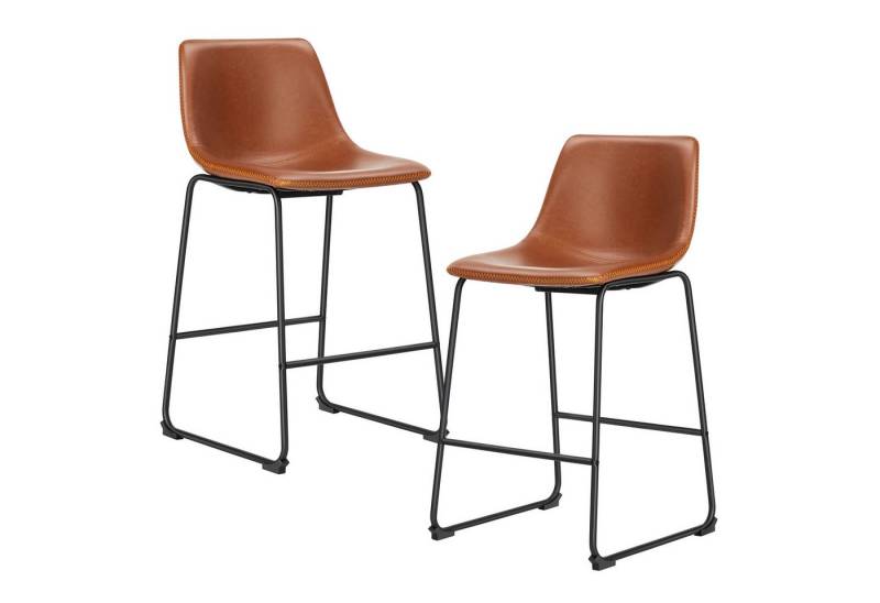 Fanttik Barhocker Armlose Barhocker aus Kunstleder mit Metallbeinen und Fußstütze (2-teiliges Set, 2er-Pack), 2er Set im Industrie-Stil Esszimmerstühle mit Sitzkissen und lehne von Fanttik