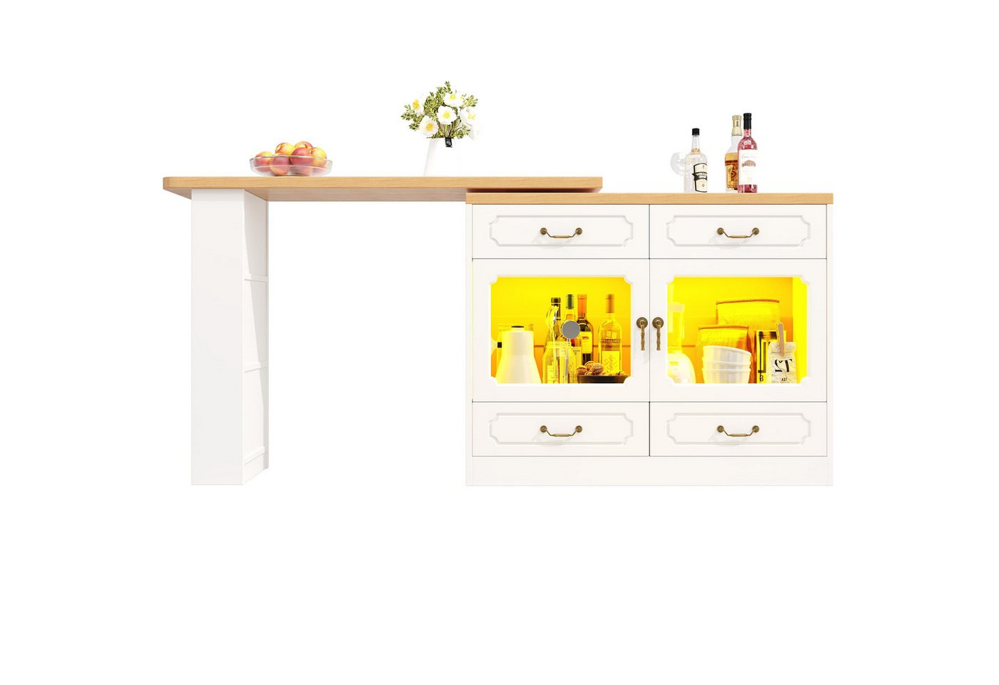 Fanttik Bartisch Bartisch 360° drehbar Stehtisch mit Kommode (Set, 1 Tisch), Breite 135 cm von Fanttik