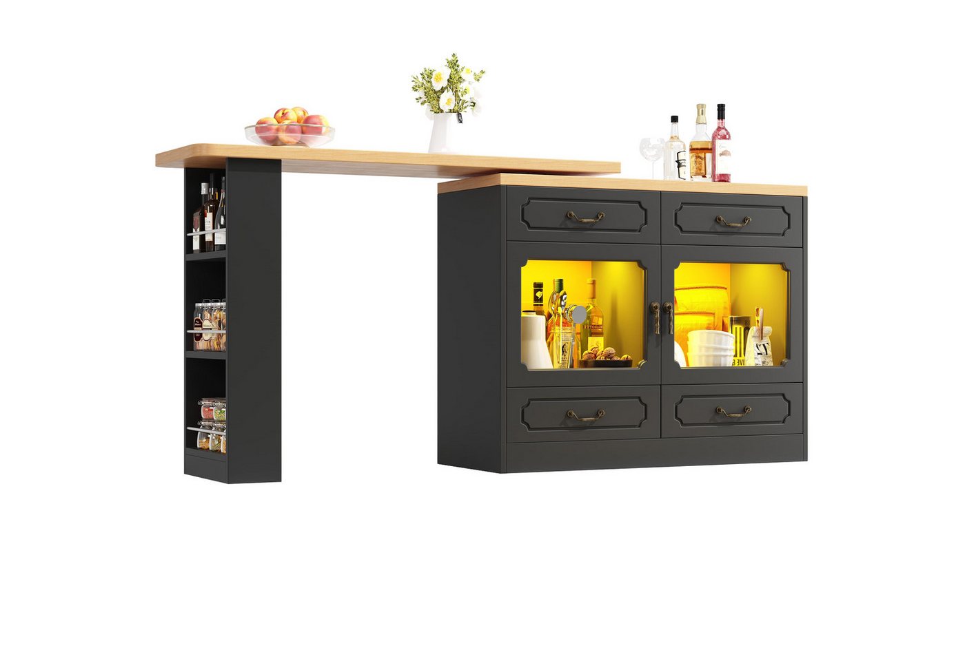 Fanttik Bartisch Bartisch 360° drehbar Stehtisch mit Kommode (Set, 1 Tisch), Breite 135 cm von Fanttik