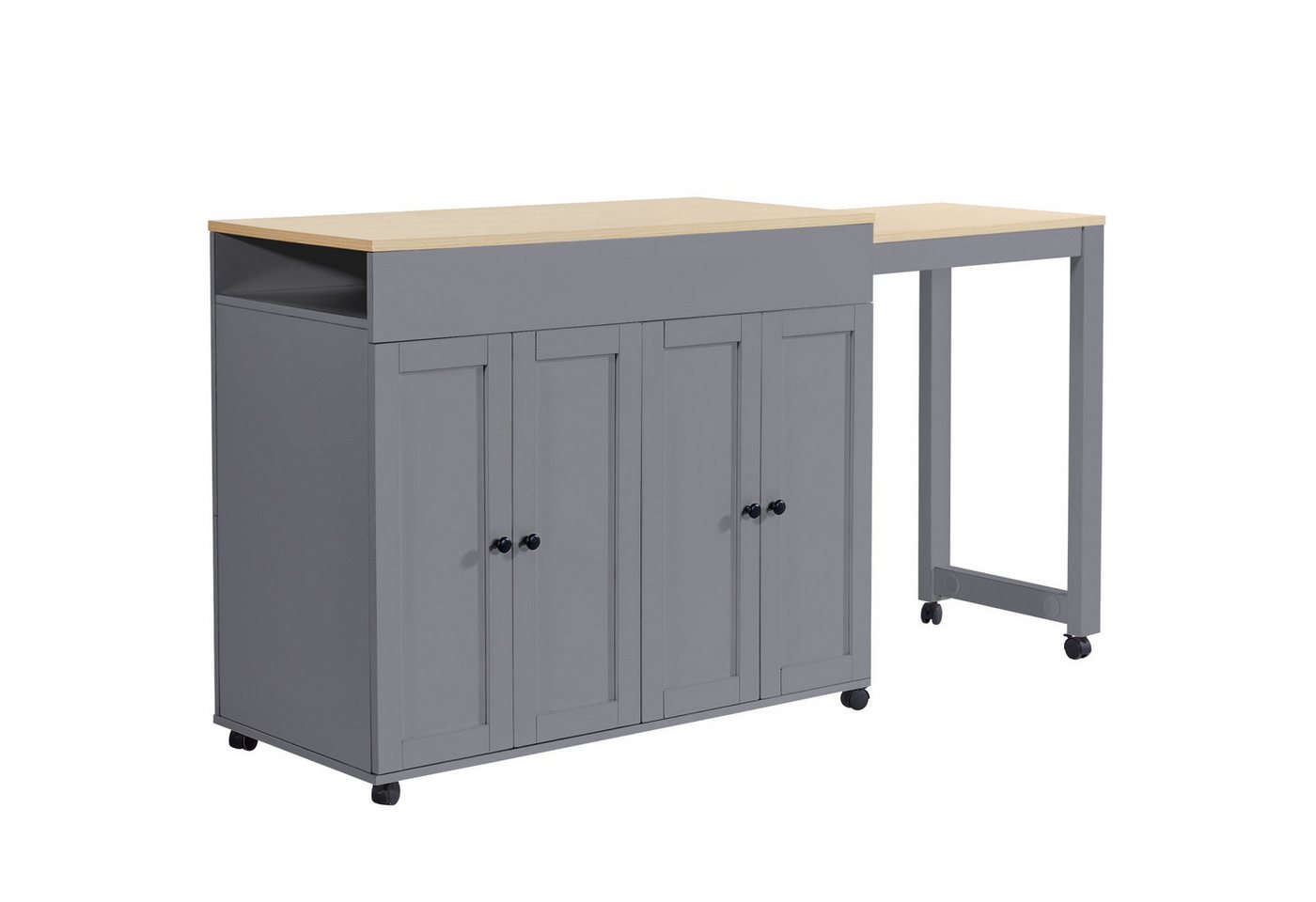 Fanttik Bartisch Bartisch mit Aufbewahrungsschrank (Moderner ausziehbarer Bartisch(118-180×50×94cm), Ausziehbarer Esstisch, mit Rollen, Bistrotisch), für Esszimmer,Verwendung als Wohnzimmertrennwand von Fanttik