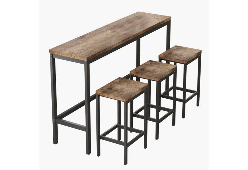 Fanttik Bartisch Küchentisch mit Barhocker-Set für 3 Personen, Kneipentisch-Set (langer Esstisch-Set mit 3 Hockern), Küchen-Bartisch-Set für Küche, Wohnzimmer, Esszimmer einfache Montage von Fanttik