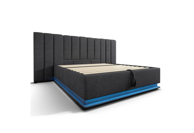 Fanttik Bettgestell Polster-Doppelbett mit App-Control LED/USB-C & Stauraum von Fanttik