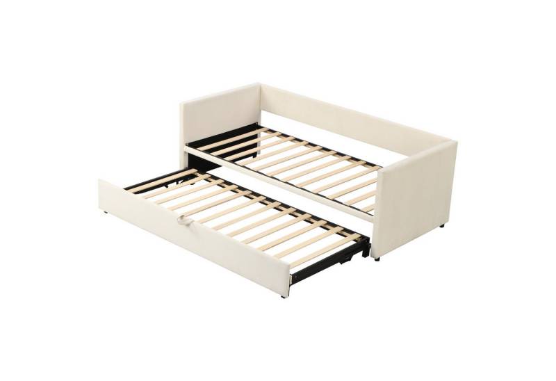 Fanttik Bettgestell Polster Sofa Einzel/Doppelbett 90/180x200cm Samtstoff & Lattenrost von Fanttik