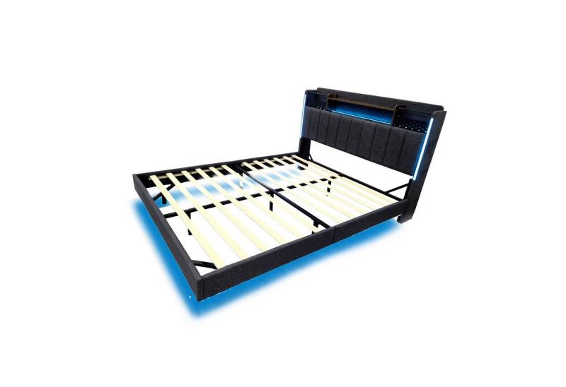 Fanttik Bettgestell Polsterbett mit LED Beleuchtung USB Steckdose und Stauraum von Fanttik