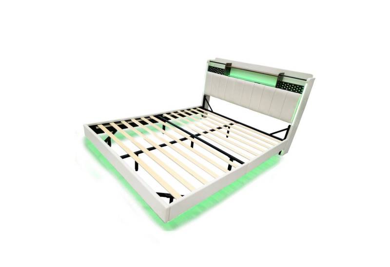 Fanttik Bettgestell Polsterbett mit LED Beleuchtung USB Steckdose und Stauraum von Fanttik