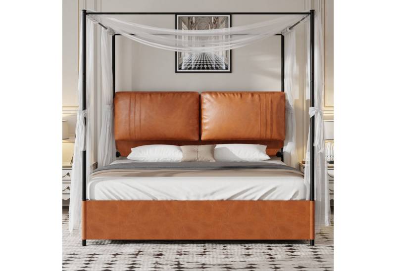 Fanttik Bettgestell Wählbare 140*200 160*200 180*200cm (Set, ausgestattet mit 4 abnehmbaren, Baldachin-Säulen), Hausbett von Fanttik