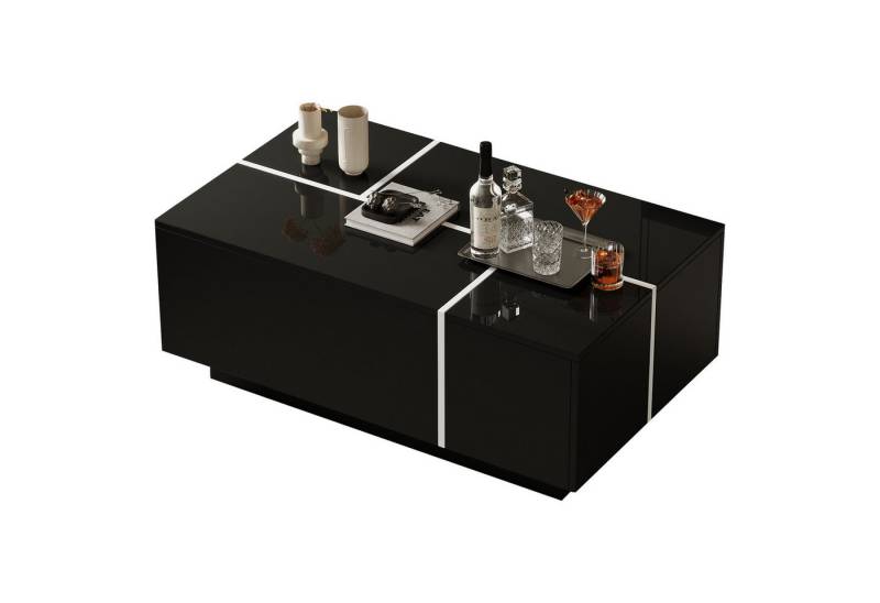 Fanttik Couchtisch Couchtisch, Quadratischer Couchtisch mit 4 Schubladen von Fanttik
